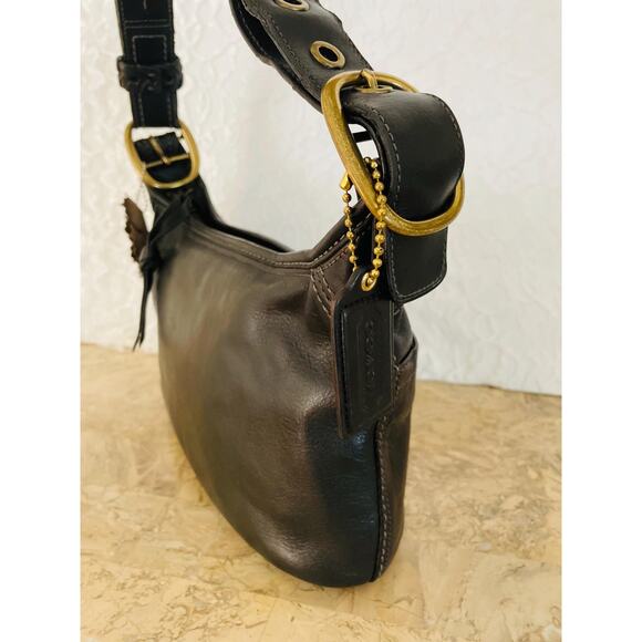 Vtg Coach Bleecker black Leather Slim Small mini duffle Shoulder Bag 11429 - Picture 4 of 9